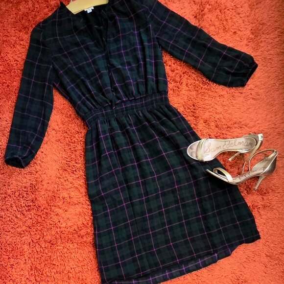 Dresses & Skirts - J. Crew – Green Tartan Plaid Dress with Pink Lines – Size Small (Fits Medium)